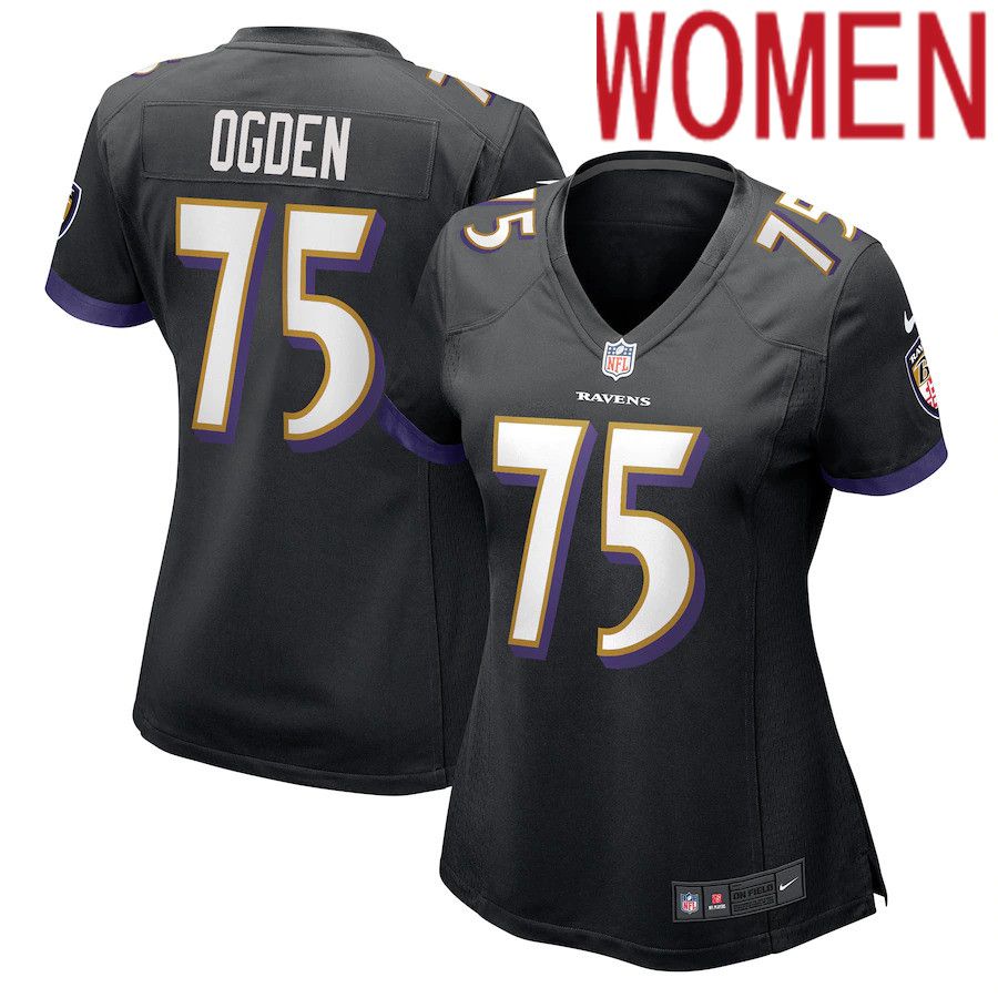 Women Baltimore Ravens #75 Jonathan Ogden Nike Black Retired Player NFL Jersey->women nfl jersey->Women Jersey